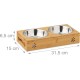 Relaxdays Feeding Bar for Small Dogs, 2 Bowls V Each 300 ml, Raised, Bamboo & Stainless Steel, HBT: 6.5 x 31.5 x 15 cm, Natural/Silver, 1 Piece 10028859 Relaxdays Feeding Bar for Small Dogs, 2 Bowls V Each 300 ml, Raised, Bamboo & Stainless Steel, HBT: 6.5 x 31.5 x 15 cm, Natural/Silver, 1 Piece 10028859