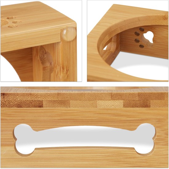 Relaxdays Feeding Bar for Small Dogs, 2 Bowls V Each 300 ml, Raised, Bamboo & Stainless Steel, HBT: 6.5 x 31.5 x 15 cm, Natural/Silver, 1 Piece 10028859 Relaxdays Feeding Bar for Small Dogs, 2 Bowls V Each 300 ml, Raised, Bamboo & Stainless Steel, HBT: 6.5 x 31.5 x 15 cm, Natural/Silver, 1 Piece 10028859