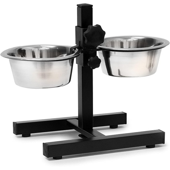 Relaxdays Stainless Steel Feeding Bowl Double Set Height Adjustable Dog Bar with Bowl Stand and 2 Removable Dog Bowls Feeding Bar for Cats / Cat Bar Metal Relaxdays Stainless Steel Feeding Bowl Double Set Height Adjustable Dog Bar with Bowl Stand and 2 Removable Dog Bowls Feeding Bar for Cats / Cat Bar Metal