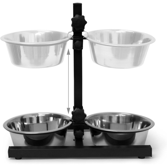 Relaxdays Stainless Steel Feeding Bowl Double Set Height Adjustable Dog Bar with Bowl Stand and 2 Removable Dog Bowls Feeding Bar for Cats / Cat Bar Metal Relaxdays Stainless Steel Feeding Bowl Double Set Height Adjustable Dog Bar with Bowl Stand and 2 Removable Dog Bowls Feeding Bar for Cats / Cat Bar Metal