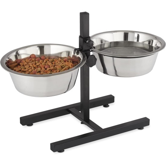 Relaxdays Stainless Steel Feeding Bowl Double Set Height Adjustable Dog Bar with Bowl Stand and 2 Removable Dog Bowls Feeding Bar for Cats / Cat Bar Metal Relaxdays Stainless Steel Feeding Bowl Double Set Height Adjustable Dog Bar with Bowl Stand and 2 Removable Dog Bowls Feeding Bar for Cats / Cat Bar Metal