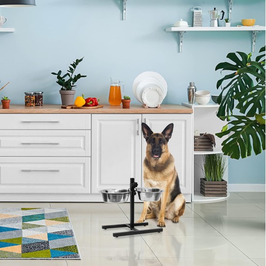 Relaxdays Stainless Steel Feeding Bowl Double Set Height Adjustable Dog Bar with Bowl Stand and 2 Removable Dog Bowls Feeding Bar for Cats / Cat Bar Metal Relaxdays Stainless Steel Feeding Bowl Double Set Height Adjustable Dog Bar with Bowl Stand and 2 Removable Dog Bowls Feeding Bar for Cats / Cat Bar Metal