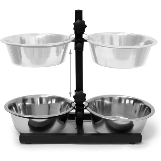 Relaxdays Stainless Steel Feeding Bowl Double Set Height Adjustable Dog Bar with Bowl Stand and 2 Removable Dog Bowls Feeding Bar for Cats / Cat Bar Metal Relaxdays Stainless Steel Feeding Bowl Double Set Height Adjustable Dog Bar with Bowl Stand and 2 Removable Dog Bowls Feeding Bar for Cats / Cat Bar Metal
