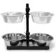 Relaxdays Stainless Steel Feeding Bowl Double Set Height Adjustable Dog Bar with Bowl Stand and 2 Removable Dog Bowls Feeding Bar for Cats / Cat Bar Metal Relaxdays Stainless Steel Feeding Bowl Double Set Height Adjustable Dog Bar with Bowl Stand and 2 Removable Dog Bowls Feeding Bar for Cats / Cat Bar Metal