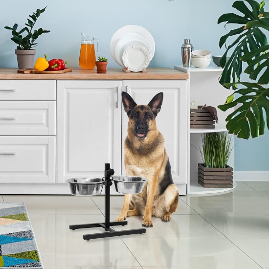 Relaxdays Stainless Steel Feeding Bowl Double Set Height Adjustable Dog Bar with Bowl Stand and 2 Removable Dog Bowls Feeding Bar for Cats / Cat Bar Metal Relaxdays Stainless Steel Feeding Bowl Double Set Height Adjustable Dog Bar with Bowl Stand and 2 Removable Dog Bowls Feeding Bar for Cats / Cat Bar Metal