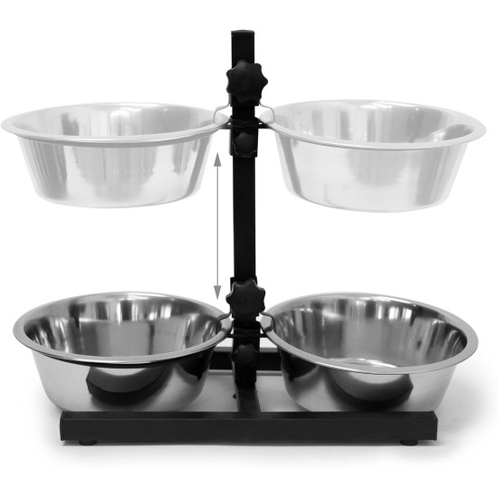 Relaxdays Stainless Steel Feeding Bowl Double Set Height Adjustable Dog Bar with Bowl Stand and 2 Removable Dog Bowls Feeding Bar for Cats / Cat Bar Metal Relaxdays Stainless Steel Feeding Bowl Double Set Height Adjustable Dog Bar with Bowl Stand and 2 Removable Dog Bowls Feeding Bar for Cats / Cat Bar Metal