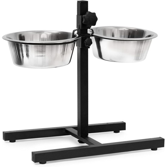 Relaxdays Stainless Steel Feeding Bowl Double Set Height Adjustable Dog Bar with Bowl Stand and 2 Removable Dog Bowls Feeding Bar for Cats / Cat Bar Metal Relaxdays Stainless Steel Feeding Bowl Double Set Height Adjustable Dog Bar with Bowl Stand and 2 Removable Dog Bowls Feeding Bar for Cats / Cat Bar Metal