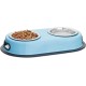 Relaxdays Stainless Steel Feeding Bowls, Dishes for Cats & Small Dogs, 2 Bowls w/ Stand, HxWxD: 5.5 x 33 x 18 cm, Blue Relaxdays Stainless Steel Feeding Bowls, Dishes for Cats & Small Dogs, 2 Bowls w/ Stand, HxWxD: 5.5 x 33 x 18 cm, Blue