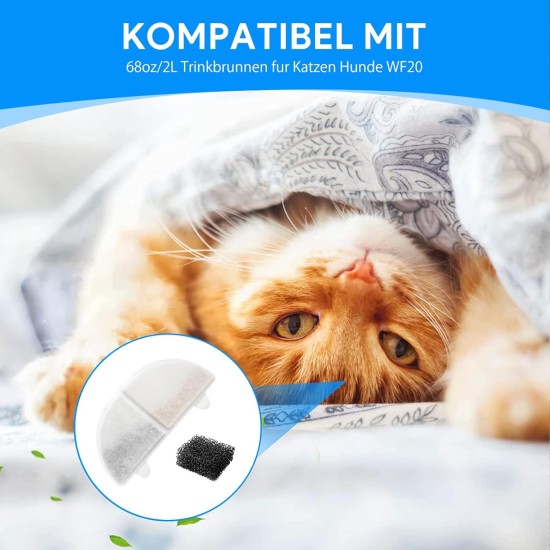 Replacement Filter Kit Compatible with Homerunpet WF20/CF20 Wireless Pumps, Cat/Dog Water Fountain, 3 x Pet Fountain Filters + 3 Water Pump Filters Replacement Filter Kit Compatible with Homerunpet WF20/CF20 Wireless Pumps, Cat/Dog Water Fountain, 3 x Pet Fountain Filters + 3 Water Pump Filters