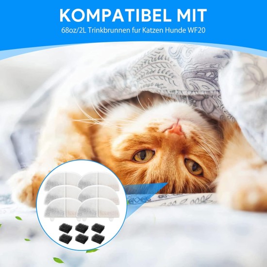 Replacement Filter Kit Compatible with Homerunpet WF20/CF20 Wireless Pumps, Cat/Dog Water Fountain, 3 x Pet Fountain Filters + 3 Water Pump Filters Replacement Filter Kit Compatible with Homerunpet WF20/CF20 Wireless Pumps, Cat/Dog Water Fountain, 3 x Pet Fountain Filters + 3 Water Pump Filters