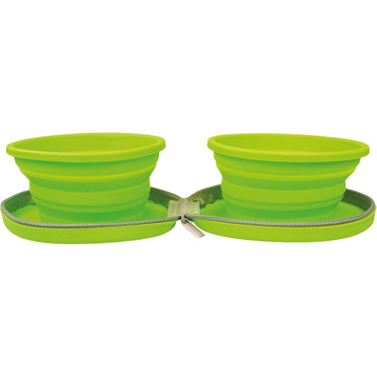 Rosewood Collapsible Outdoor Dual Bowl Zip Up for Dog Travel