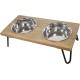 Rosewood Raised Dog Bowl for Medium and Large Dogs with a Sturdy Raised Stand and Two Stainless Steel Water and Food Bowls, Wood, Large