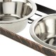 Rosewood Raised Dog Bowl for Medium and Large Dogs with a Sturdy Raised Stand and Two Stainless Steel Water and Food Bowls, Wood, Large