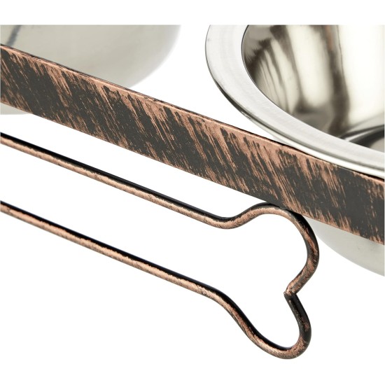 Rosewood Raised Dog Bowl for Medium and Large Dogs with a Sturdy Raised Stand and Two Stainless Steel Water and Food Bowls, Wood, Large Rosewood Raised Dog Bowl for Medium and Large Dogs with a Sturdy Raised Stand and Two Stainless Steel Water and Food Bowls, Wood, Large