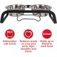 Rosewood Raised Dog Bowl for Medium and Large Dogs with a Sturdy Raised Stand and Two Stainless Steel Water and Food Bowls, Wood, Large