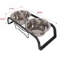 Rosewood Raised Dog Bowl for Medium and Large Dogs with a Sturdy Raised Stand and Two Stainless Steel Water and Food Bowls, Wood, Large