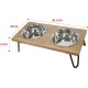 Rosewood Raised Dog Bowl for Medium and Large Dogs with a Sturdy Raised Stand and Two Stainless Steel Water and Food Bowls, Wood, Large