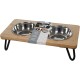 Rosewood Raised Wooden Dog Bowl for Small and Medium Dogs and Cats with a Sturdy Raised Stand and Two Stainless Steel Water and Food Bowls, Medium
