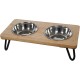 Rosewood Raised Wooden Dog Bowl for Small and Medium Dogs and Cats with a Sturdy Raised Stand and Two Stainless Steel Water and Food Bowls, Medium