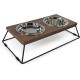 Rosewood Raised Wooden Dog Bowl for Small and Medium Dogs and Cats with a Sturdy Raised Stand and Two Stainless Steel Water and Food Bowls, Medium