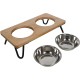 Rosewood Raised Wooden Dog Bowl for Small and Medium Dogs and Cats with a Sturdy Raised Stand and Two Stainless Steel Water and Food Bowls, Medium