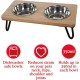 Rosewood Raised Wooden Dog Bowl for Small and Medium Dogs and Cats with a Sturdy Raised Stand and Two Stainless Steel Water and Food Bowls, Medium