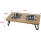 Rosewood Raised Wooden Dog Bowl for Small and Medium Dogs and Cats with a Sturdy Raised Stand and Two Stainless Steel Water and Food Bowls, Medium