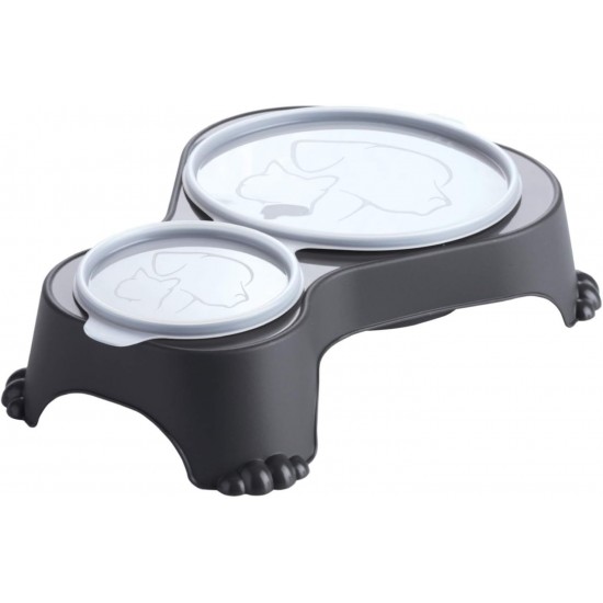 Rotho Double Bowl, Grey, One Size Rotho Double Bowl, Grey, One Size