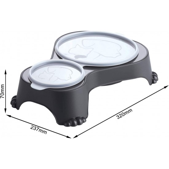 Rotho Double Bowl, Grey, One Size Rotho Double Bowl, Grey, One Size