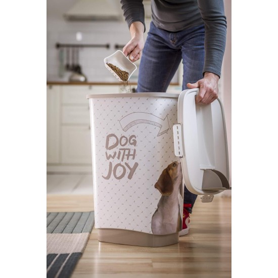 Rotho MyPet Cody Pet Food Container 50 L with Lid and Chute for Practical Dosing, Plastic (PP) BPA-Free, Pattern, 50 L (39.7 x 29.6 x 58.5 cm) Rotho MyPet Cody Pet Food Container 50 L with Lid and Chute for Practical Dosing, Plastic (PP) BPA-Free, Pattern, 50 L (39.7 x 29.6 x 58.5 cm)