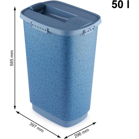 Rotho MyPet Cody Pet Food Container 50 L with Lid and Chute for Practical Dosing, Plastic (PP) BPA-Free, Pattern, 50 L (39.7 x 29.6 x 58.5 cm) Rotho MyPet Cody Pet Food Container 50 L with Lid and Chute for Practical Dosing, Plastic (PP) BPA-Free, Pattern, 50 L (39.7 x 29.6 x 58.5 cm)