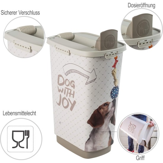 Rotho MyPet Cody Pet Food Container 50 L with Lid and Chute for Practical Dosing, Plastic (PP) BPA-Free, Pattern, 50 L (39.7 x 29.6 x 58.5 cm) Rotho MyPet Cody Pet Food Container 50 L with Lid and Chute for Practical Dosing, Plastic (PP) BPA-Free, Pattern, 50 L (39.7 x 29.6 x 58.5 cm)