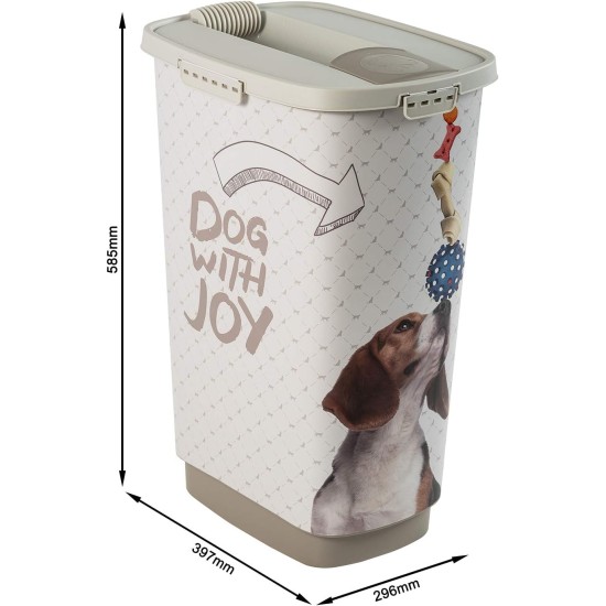 Rotho MyPet Cody Pet Food Container 50 L with Lid and Chute for Practical Dosing, Plastic (PP) BPA-Free, Pattern, 50 L (39.7 x 29.6 x 58.5 cm) Rotho MyPet Cody Pet Food Container 50 L with Lid and Chute for Practical Dosing, Plastic (PP) BPA-Free, Pattern, 50 L (39.7 x 29.6 x 58.5 cm)