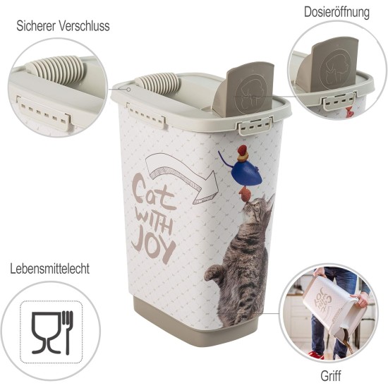 Rotho plastic pet food storage box (PP) with cat design - Cody dry food., medium Rotho plastic pet food storage box (PP) with cat design - Cody dry food., medium