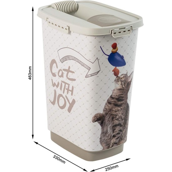Rotho plastic pet food storage box (PP) with cat design - Cody dry food., medium Rotho plastic pet food storage box (PP) with cat design - Cody dry food., medium