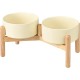 SPUNKYJUNKY Ceramic Dog Bowl Raised Feeding Bowl Water Bowl with Bamboo Stand for Medium and Large Dogs (850 ml, Beige) SPUNKYJUNKY Ceramic Dog Bowl Raised Feeding Bowl Water Bowl with Bamboo Stand for Medium and Large Dogs (850 ml, Beige)