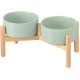 SPUNKYJUNKY Ceramic Dog Bowl Raised Feeding Bowl Water Bowl with Bamboo Stand for Medium and Large Dogs (850 ml, Beige) SPUNKYJUNKY Ceramic Dog Bowl Raised Feeding Bowl Water Bowl with Bamboo Stand for Medium and Large Dogs (850 ml, Beige)