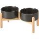 SPUNKYJUNKY Ceramic Dog Bowl Raised Feeding Bowl Water Bowl with Bamboo Stand for Medium and Large Dogs (850 ml, Beige) SPUNKYJUNKY Ceramic Dog Bowl Raised Feeding Bowl Water Bowl with Bamboo Stand for Medium and Large Dogs (850 ml, Beige)