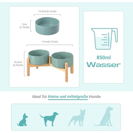 SPUNKYJUNKY Ceramic Dog Bowl Raised Feeding Bowl Water Bowl with Bamboo Stand for Medium and Large Dogs (850 ml, Beige) SPUNKYJUNKY Ceramic Dog Bowl Raised Feeding Bowl Water Bowl with Bamboo Stand for Medium and Large Dogs (850 ml, Beige)