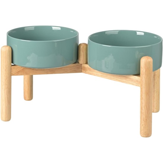 SPUNKYJUNKY Ceramic Dog Bowl Raised Feeding Bowl Water Bowl with Bamboo Stand for Medium and Large Dogs (850 ml, Beige) SPUNKYJUNKY Ceramic Dog Bowl Raised Feeding Bowl Water Bowl with Bamboo Stand for Medium and Large Dogs (850 ml, Beige)