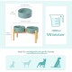 SPUNKYJUNKY Ceramic Dog Bowl Raised Feeding Bowl Water Bowl with Bamboo Stand for Medium and Large Dogs (850 ml, Beige) SPUNKYJUNKY Ceramic Dog Bowl Raised Feeding Bowl Water Bowl with Bamboo Stand for Medium and Large Dogs (850 ml, Beige)
