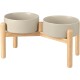 SPUNKYJUNKY Ceramic Dog Bowl Raised Feeding Bowl Water Bowl with Bamboo Stand for Medium and Large Dogs (850 ml, Beige) SPUNKYJUNKY Ceramic Dog Bowl Raised Feeding Bowl Water Bowl with Bamboo Stand for Medium and Large Dogs (850 ml, Beige)