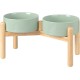 SPUNKYJUNKY Ceramic Dog Bowl Raised Feeding Bowl Water Bowl with Bamboo Stand for Medium and Large Dogs (850 ml, Beige) SPUNKYJUNKY Ceramic Dog Bowl Raised Feeding Bowl Water Bowl with Bamboo Stand for Medium and Large Dogs (850 ml, Beige)