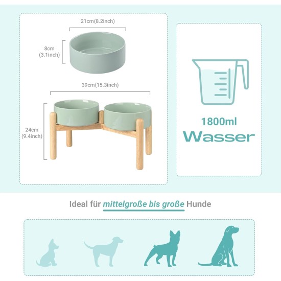 SPUNKYJUNKY Ceramic Dog Bowl Raised Feeding Bowl Water Bowl with Bamboo Stand for Medium and Large Dogs (850 ml, Beige) SPUNKYJUNKY Ceramic Dog Bowl Raised Feeding Bowl Water Bowl with Bamboo Stand for Medium and Large Dogs (850 ml, Beige)