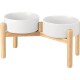 SPUNKYJUNKY Ceramic Dog Bowl Raised Feeding Bowl Water Bowl with Bamboo Stand for Medium and Large Dogs (850 ml, Beige) SPUNKYJUNKY Ceramic Dog Bowl Raised Feeding Bowl Water Bowl with Bamboo Stand for Medium and Large Dogs (850 ml, Beige)