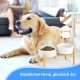 SPUNKYJUNKY Ceramic Dog Bowl Raised Feeding Bowl Water Bowl with Bamboo Stand for Medium and Large Dogs (850 ml, Beige) SPUNKYJUNKY Ceramic Dog Bowl Raised Feeding Bowl Water Bowl with Bamboo Stand for Medium and Large Dogs (850 ml, Beige)