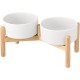 SPUNKYJUNKY Ceramic Dog Bowl Raised Feeding Bowl Water Bowl with Bamboo Stand for Medium and Large Dogs (850 ml, Beige) SPUNKYJUNKY Ceramic Dog Bowl Raised Feeding Bowl Water Bowl with Bamboo Stand for Medium and Large Dogs (850 ml, Beige)