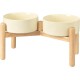 SPUNKYJUNKY Ceramic Dog Bowl Raised Feeding Bowl Water Bowl with Bamboo Stand for Medium and Large Dogs (850 ml, Beige) SPUNKYJUNKY Ceramic Dog Bowl Raised Feeding Bowl Water Bowl with Bamboo Stand for Medium and Large Dogs (850 ml, Beige)
