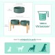 SPUNKYJUNKY Ceramic Dog Bowl Raised Feeding Bowl Water Bowl with Bamboo Stand for Medium and Large Dogs (850 ml, Beige) SPUNKYJUNKY Ceramic Dog Bowl Raised Feeding Bowl Water Bowl with Bamboo Stand for Medium and Large Dogs (850 ml, Beige)