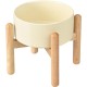 SPUNKYJUNKY Ceramic Dog Bowl Raised Feeding Bowl Water Bowl with Bamboo Stand for Medium and Large Dogs (850 ml, Beige) SPUNKYJUNKY Ceramic Dog Bowl Raised Feeding Bowl Water Bowl with Bamboo Stand for Medium and Large Dogs (850 ml, Beige)